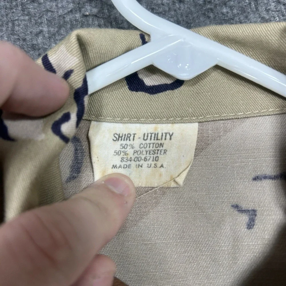 Vintage US Military Desert Chocolate Chip Camo Utility Shirt Mens S‎ Made in USA